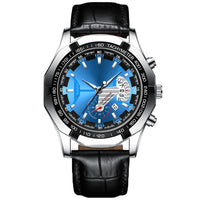 Silver Blue-Leather Strap